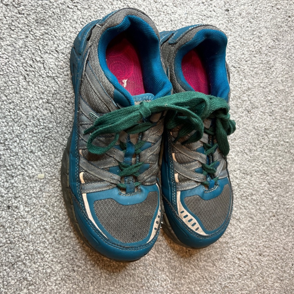 Keen Asheville Work Shoe Women's‎ Sz 6.5 Wide Teal Aluminum Toe Sneaker Non-Skid